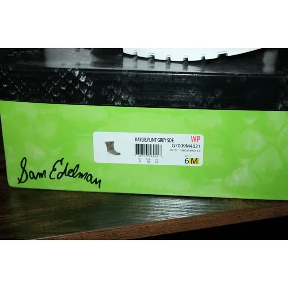 Sam Edelman Kaylie Flint Grey Velour Suede Shearling Women's Boots US 6 NEW - Picture 2 of 5